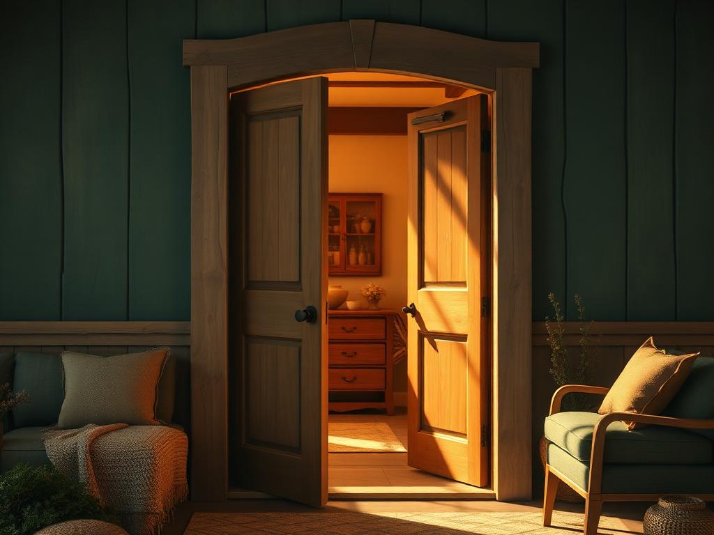 An open door with warm light, representing a safe and welcoming birth space