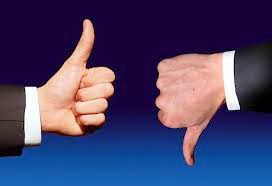 Thumbs up and thumbs down, representing opposing viewpoints